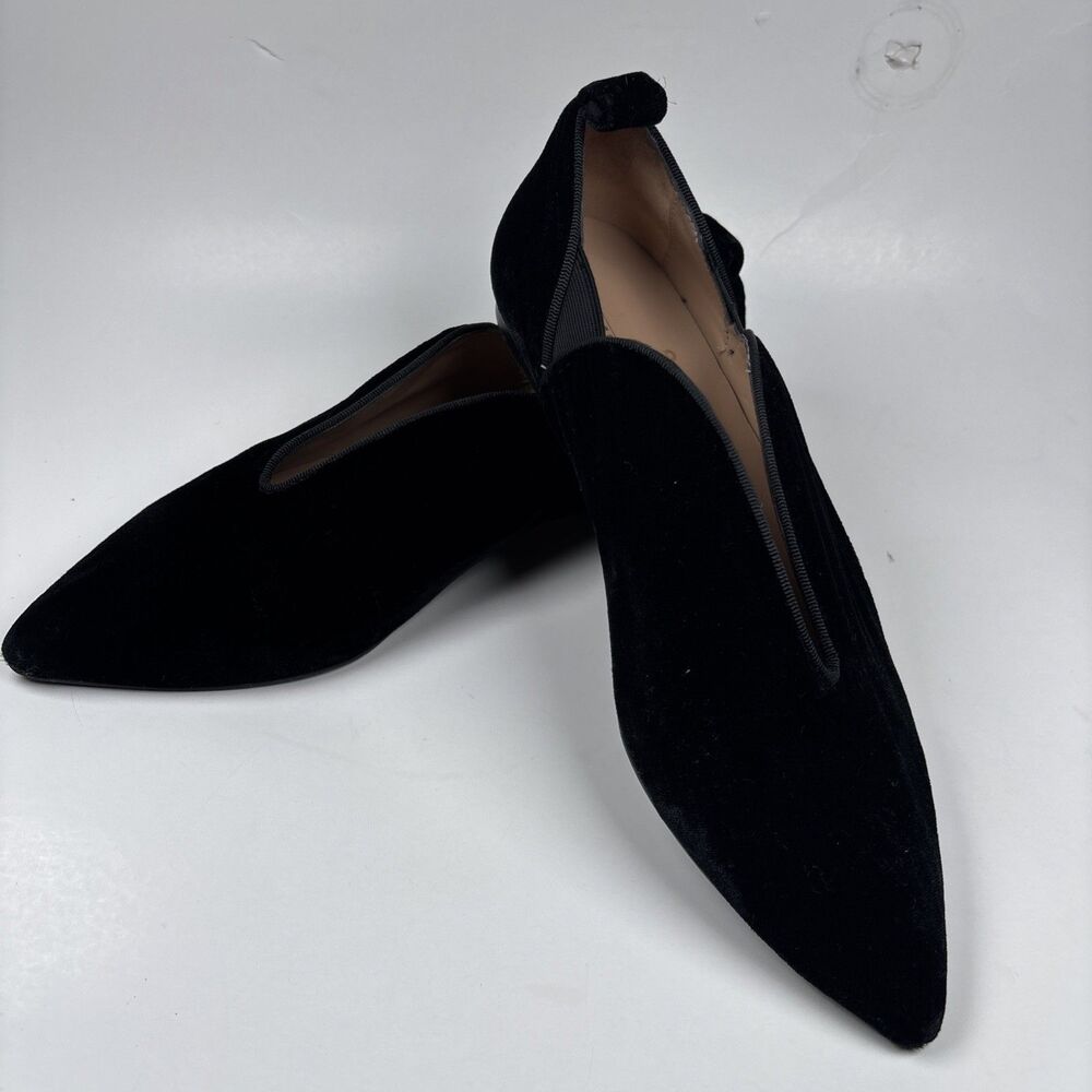 Menina Black Velvet Pointed Toe Smoking Slipper Flats Women’s Elegant Loafers 37 - Picture 12 of 16